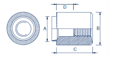 Serrated Face Standoff Rivet Bush Diagram